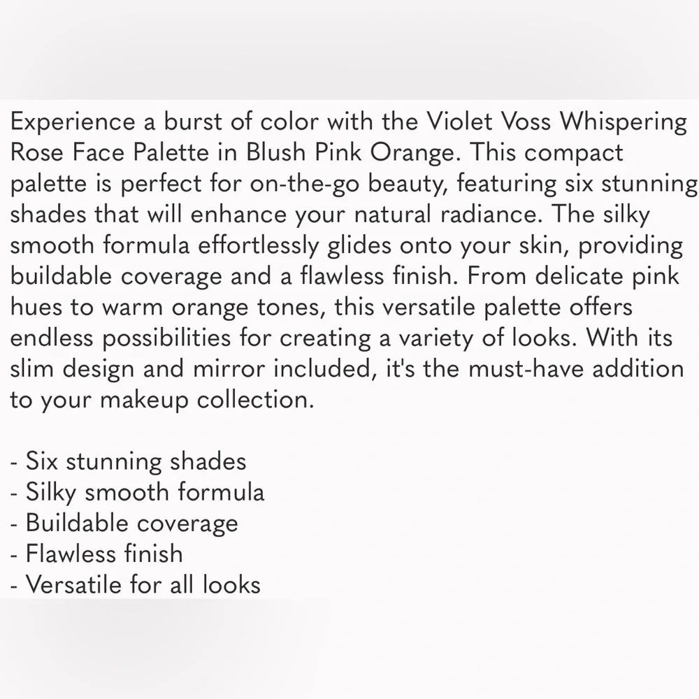 NWT Violet Voss Limited Edition Whispering Rose Blush Face Highlight Palette